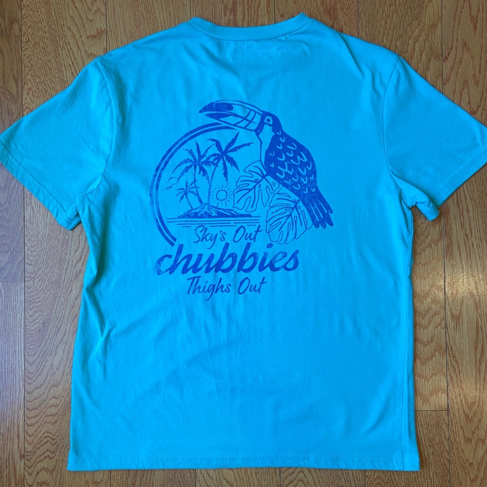 CHUBBIES S MEN’S S/S THE SOTO LIGHT GREEN T-SHIRT SKY’S OUT THIGHS OUT